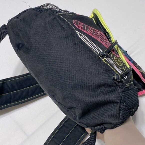 Vintage Black With Neon Graphic Book Bag Backpack - Picture 7 of 14